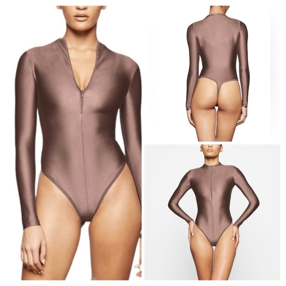 NWOT SKIMS Disco Mock Neck Long Sleeve Bodysuit, XS